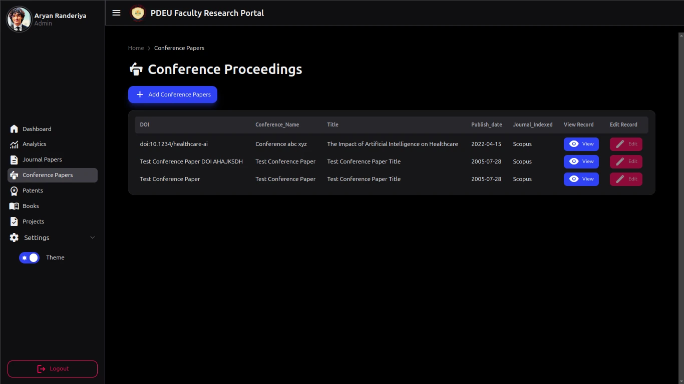 University Research Portal screenshot 7